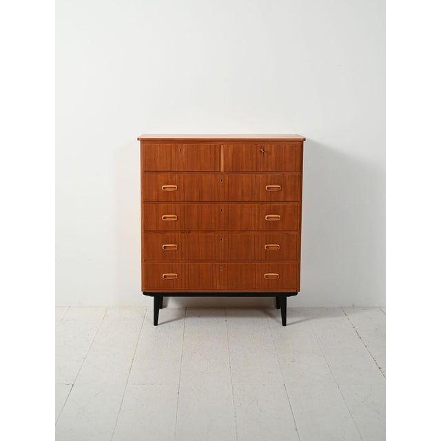 Vintage Scandinavian Chest of Drawers with Double Upper Drawer, 1960s For Sale - Image 9 of 9
