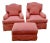 Lee Industries Pair of.Rose Pink English Arm Chairs & Ottoman For Sale
