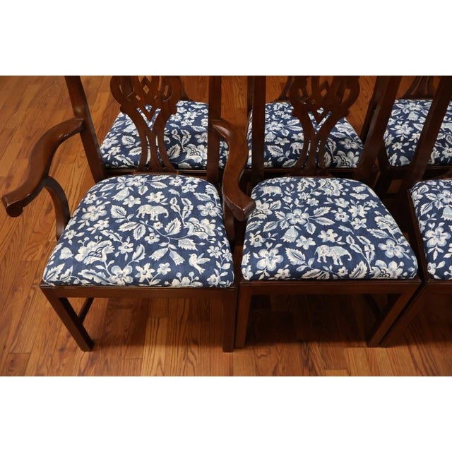 1980s Set of 8 Henkel Harris 101s Solid Mahogany Chippendale Style Dining Chairs For Sale - Image 12 of 17