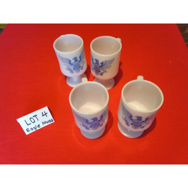 Vintage American 250th Birthday Celebration Tableware and Decorations; Leo Ward Blue Glasses, Pewter, Flags, Eagles and Red, White and Blue Decor For Sale - Image 6 of 18