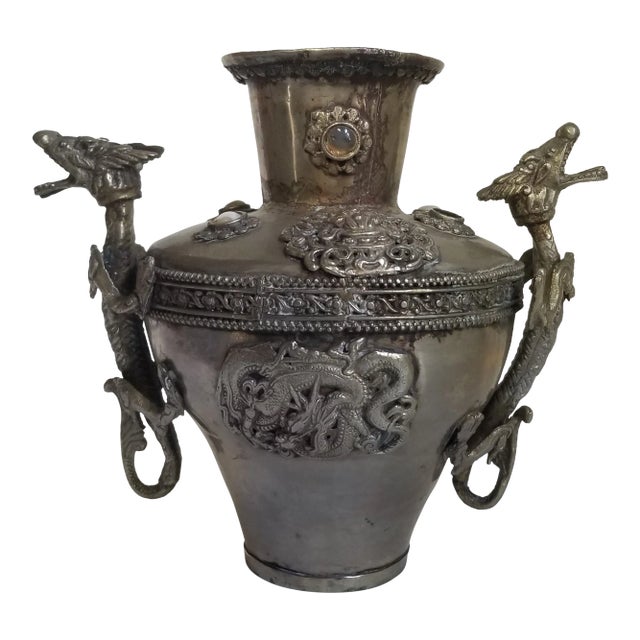 Late 19th Century Pewter Dragon Vase For Sale