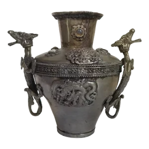 Late 19th Century Pewter Dragon Vase