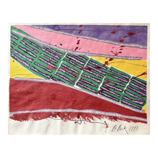 Barbara Beck 1993 Abstract Painting on Paper - Signed/Dated For Sale