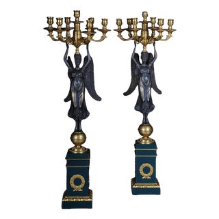 Empire Ceremonial Bronze Candelabras in the style of P. P. Thomire, Set of 2 For Sale
