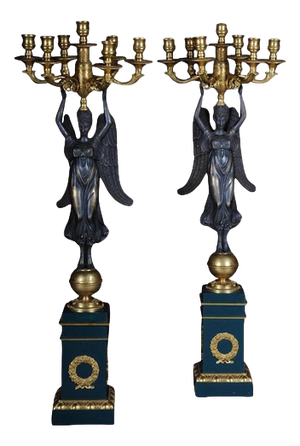 Empire Ceremonial Bronze Candelabras in the style of P. P. Thomire, Set of 2