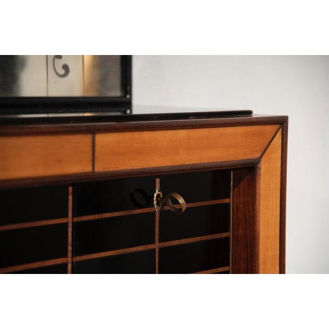 Wood Vintage Bar Fixture with Illuminated Mirror by Brusotti, 1940s For Sale - Image 7 of 16