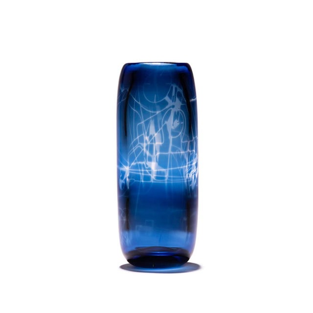 Harvest Graal Blue and Black Glass Vase by Tiina Sarapu For Sale - Image 14 of 16