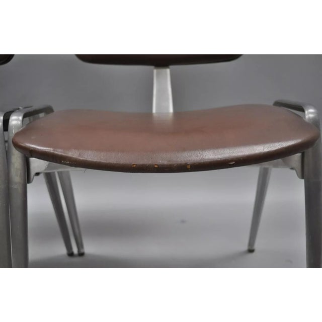 Mid Century Modern Cast Aluminum Stacking Side Chairs by Crucible- a Pair For Sale - Image 9 of 11