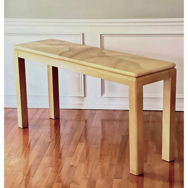 1980s 1980s Karl Springer Style Faux Goatskin Lacquered Console Table For Sale - Image 5 of 11