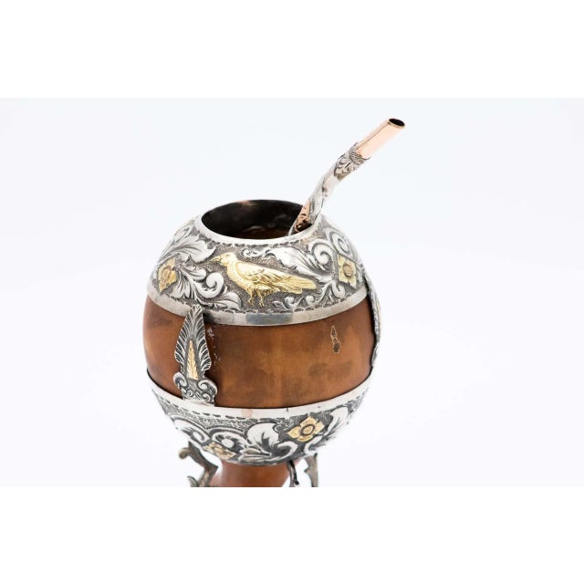 Mate Gourd and Bombilla with Gold and Silver Calabash, in Very Good conditions. Designed from 2000 This piece has an...