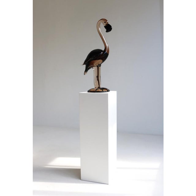 Brown Murano Glass Flamingo Sculpture by Franco Bottaro, 1960s For Sale - Image 8 of 11
