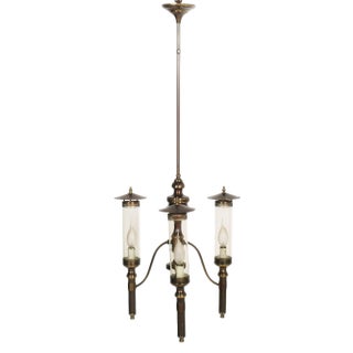 Art Deco Chandelier in Burnished Brass, 1940s For Sale