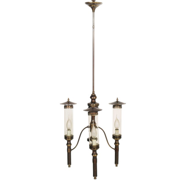 Art Deco Chandelier in Burnished Brass, 1940s For Sale
