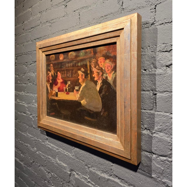 Wood Edward Sylvester Hynes -an Evening at the Pub W/ Friends -c.1903s Oil Painting For Sale - Image 7 of 10