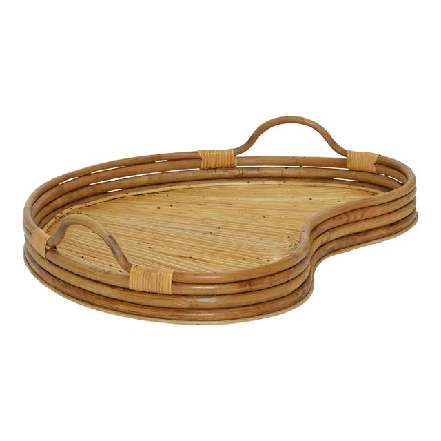 Lily Pad Rattan Tray, Small For Sale