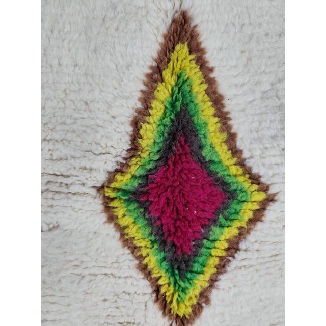 Azilal Ivory Multicolor Wool Moroccan Area Rug For Sale In Boston - Image 6 of 11
