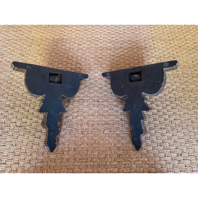 Mid-Century Hollywood Regency Trompe L’Oeil Carved Drapery & Tassel Wall Brackets - A Pair For Sale In Providence - Image 6 of 6
