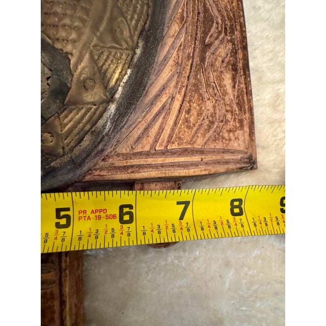 Late 19th Century Old African Kota Tribal Wood and Copper Ancestor Carved Wooden Statue Art Wall Hanging For Sale - Image 11 of 12