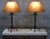 Rustic Hand-Wrought Iron Table Lamps With Oiled Shades, a Pair For Sale - Image 9 of 11