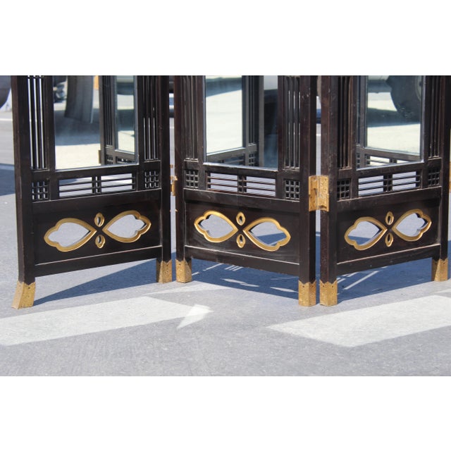 19th Century Japanese Meiji Period Mirrored Screen For Sale - Image 4 of 11