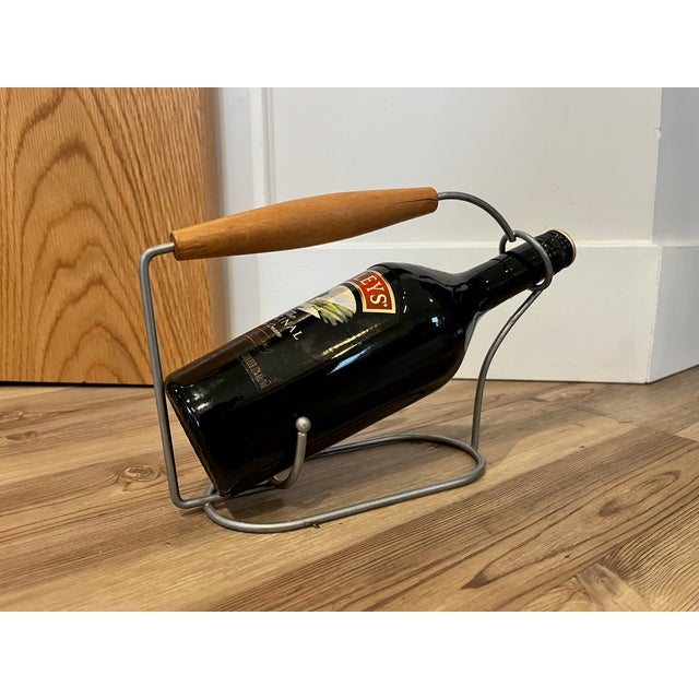 Wood 1950s MCM Wine Bottle Holder For Sale - Image 7 of 8