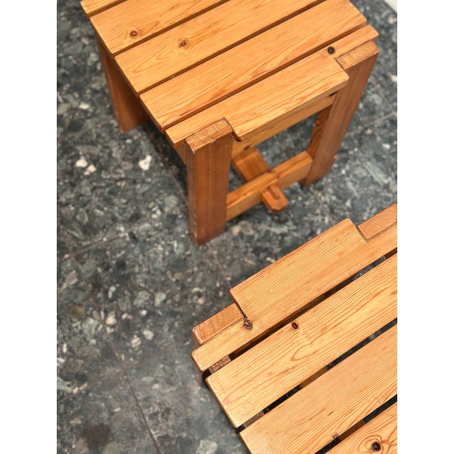 Swedish Brutalist Pine Stools, 1960s, Set of 2 For Sale - Image 4 of 7
