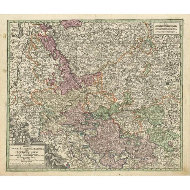 Antique map titled 'synopsis circuli rhenani inferioris sive electorum rheni (\.)'. This map shows the course of the rhine...