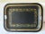 Antique Folk Art Black and Gold Tole Metal Tray For Sale - Image 11 of 11