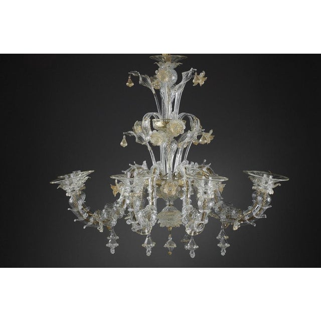 Large Murano Glass and Gold Chandelier For Sale - Image 5 of 18