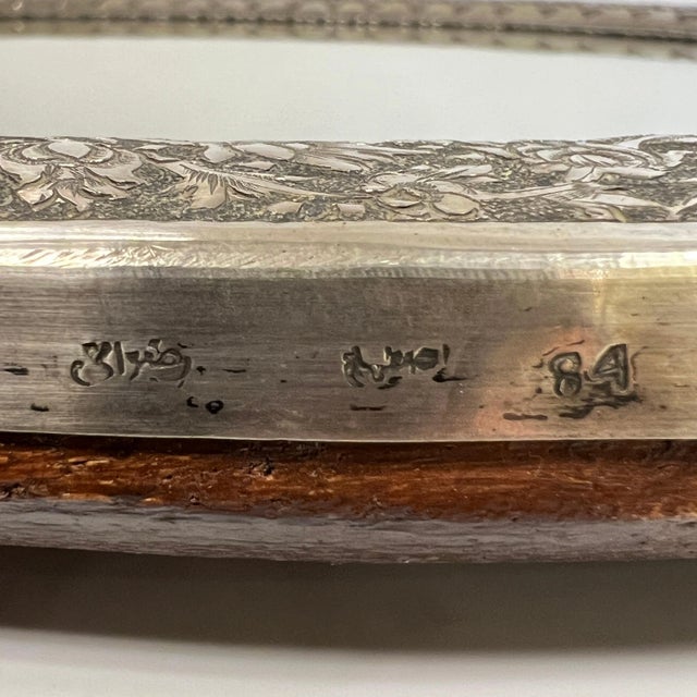 Persian Antique Persian Silver Tabletop Vanity MIrror For Sale - Image 3 of 11