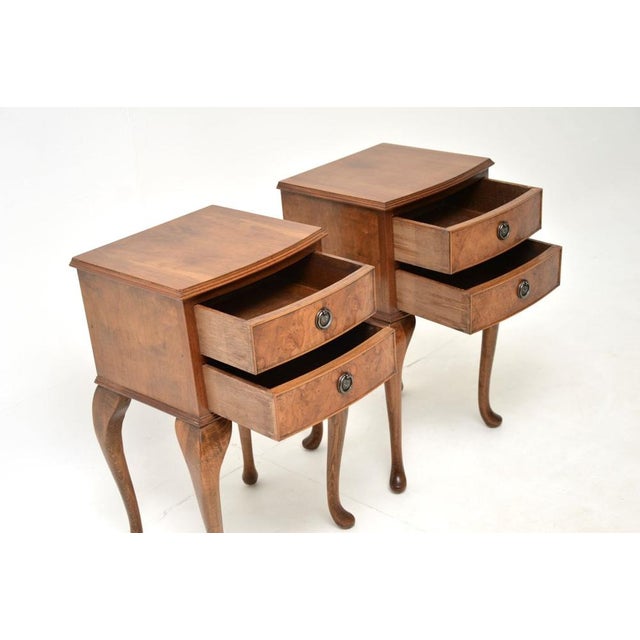 Antique Burr Walnut Bedside Chests, 1930s, Set of 2 For Sale - Image 9 of 10