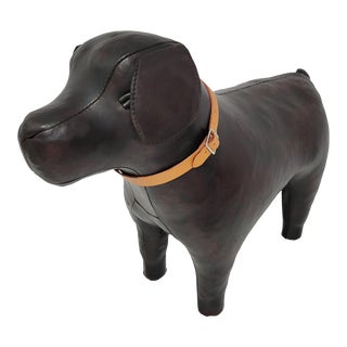 Dimitri Omersa English Collared Lab Leather Footstool For Sale