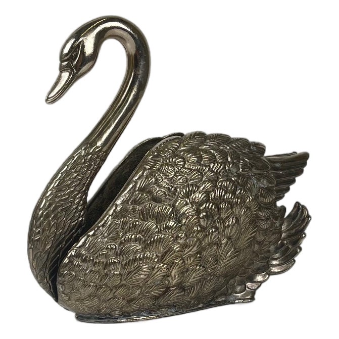 Swan Towel Rack in Silver-Plated Metal, 1970s | Chairish