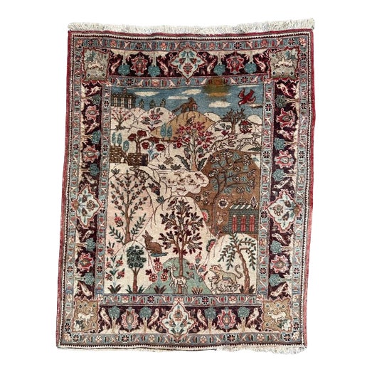 Mid-Century Pictural Tabriz Rug, 1940s For Sale
