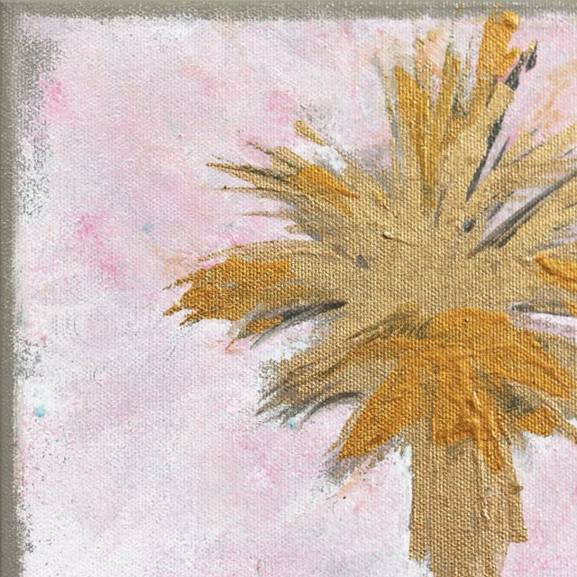 The Palm Is Soft - Gold Palm Tree on Soft Pink Sky Background - Original Artwork by Kathleen Keifer For Sale - Image 4 of 9