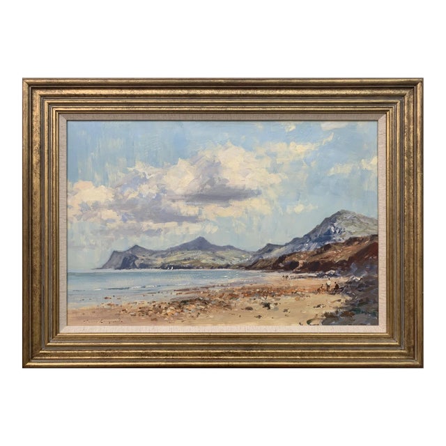 James Longueville PS, RBSA, Landscape Seascape Painting of Coast from Nefyn in North Wales by British Artist, Circa 1999 For Sale