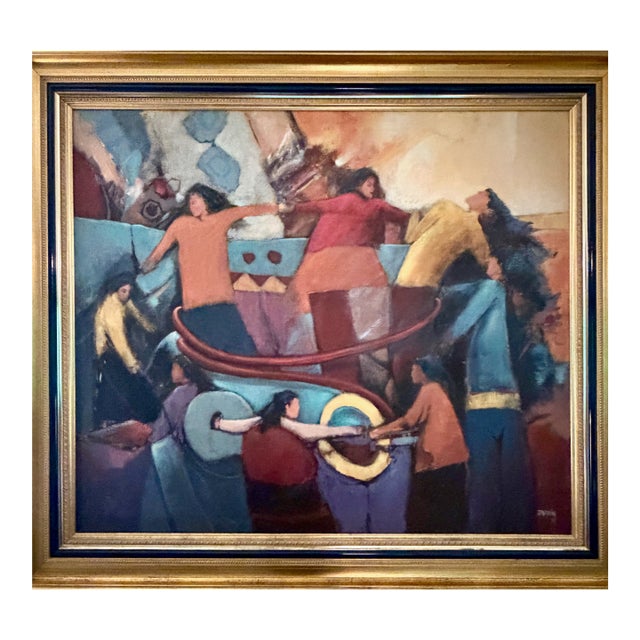 1997 Celestino Marquina La Ronda Peruvian Style Abstract Painting For Sale