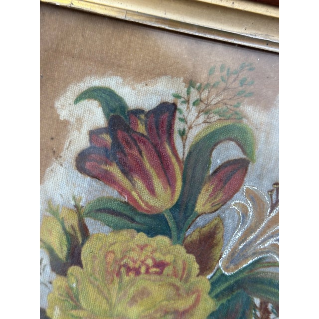 Antique Victorian Floral Theorem Painting on Velvet, Circa Late 19th Century For Sale - Image 11 of 15