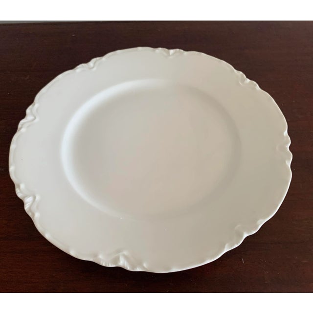 Haviland Limoges France Ranson Blank White 5 Piece Place Setting Dinnerware Bone China Scalloped For Sale - Image 9 of 10