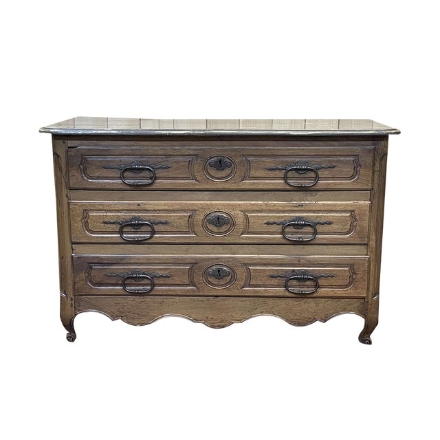 18th Century Louis XV Walnut Chest of Drawers with Grey Top For Sale