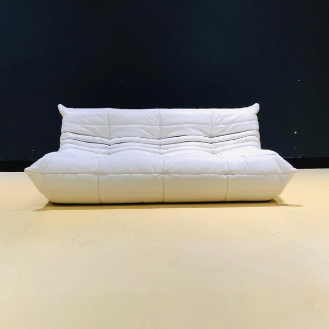French Togo Sofa in Off-White Cow Leather by Michel Ducaroy for Ligne Roset, 1970s For Sale - Image 10 of 10