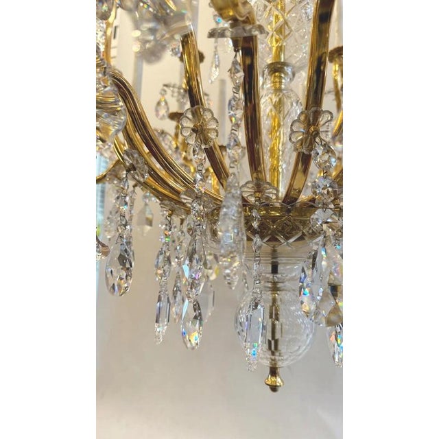 Large Chandelier in Gilded Bronze and Palwa Crystal, 1980s For Sale - Image 10 of 11