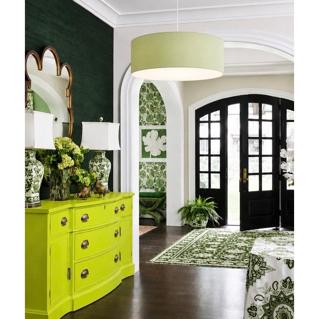 Vintage Federalist Bow Front Buffet Reimagined in Chartreuse For Sale - Image 4 of 12