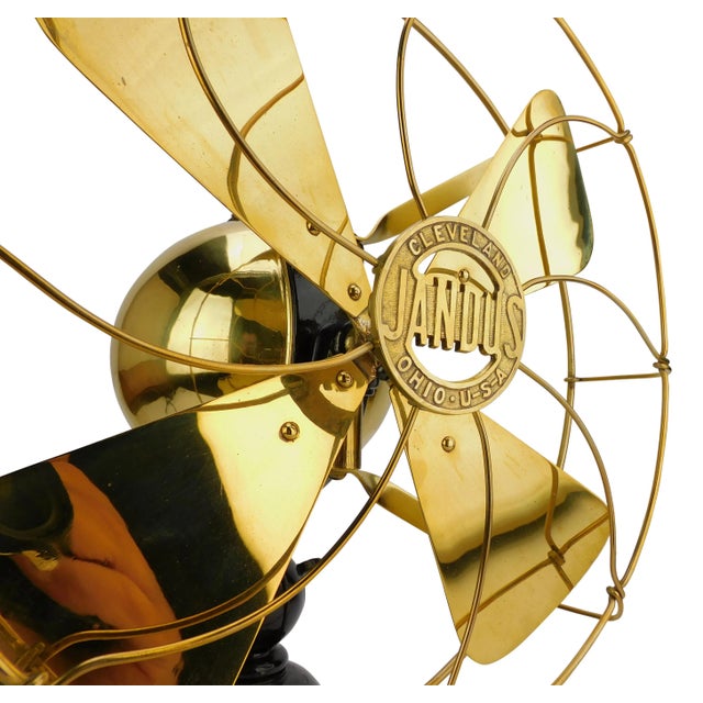 Metal 1903 Jandus Ball Motor 32v Dc Tab Foot Desk Fan Restored For Sale - Image 7 of 10