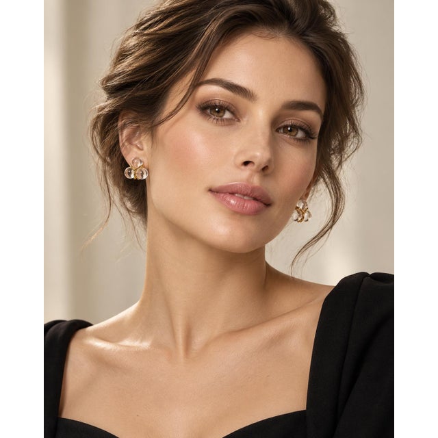An authentic pair of designer fine jewelry earrings by Baccarat, crafted in rich solid 18k yellow gold. Showcasing...