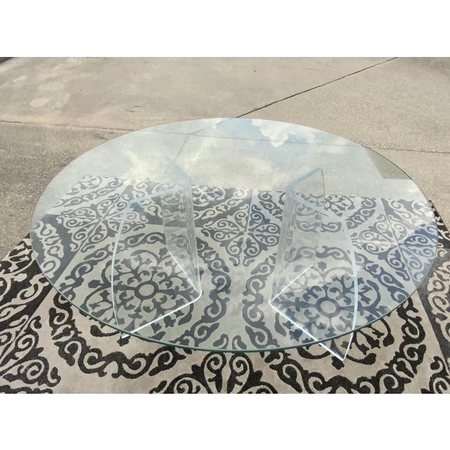 Glass Lucite Glass Top Dining Table For Sale - Image 7 of 11
