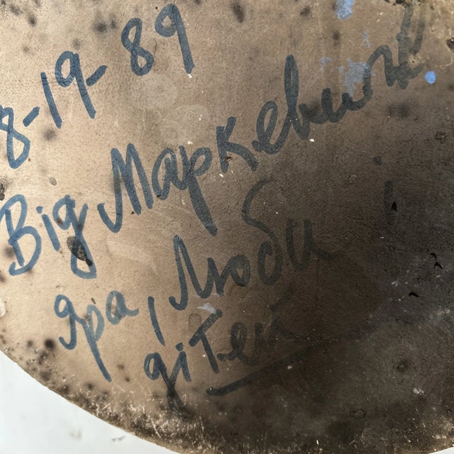 Beige 1980s Post-Modern Ceramic Pottery Slab Vase Signed For Sale - Image 8 of 11