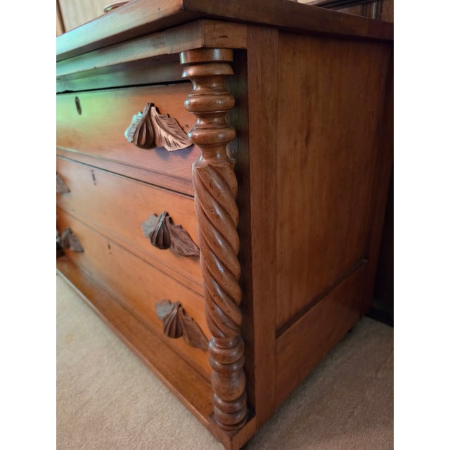 Mid 1800's Cherry Sideboard / Dining Buffet With Hand Carved Pulls (Empire Transition Period) For Sale - Image 4 of 9
