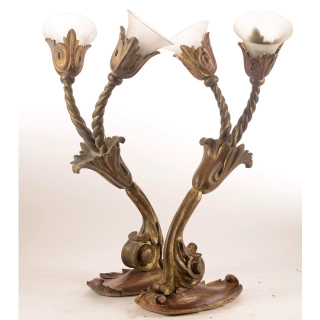 Italian Giltwood Sconces, 1980s, Set of 2 For Sale - Image 6 of 10