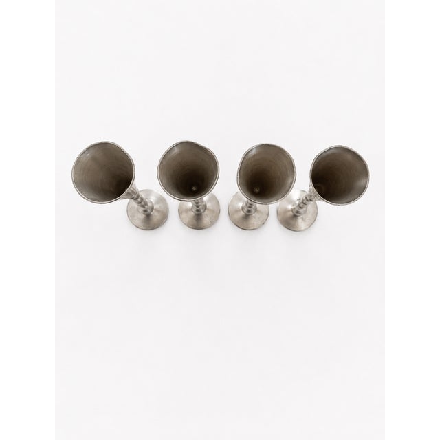 Art Deco Pewter Liquor Goblets by Just Andersen with Monogram KL, 1930s, Set of 4 For Sale - Image 6 of 8